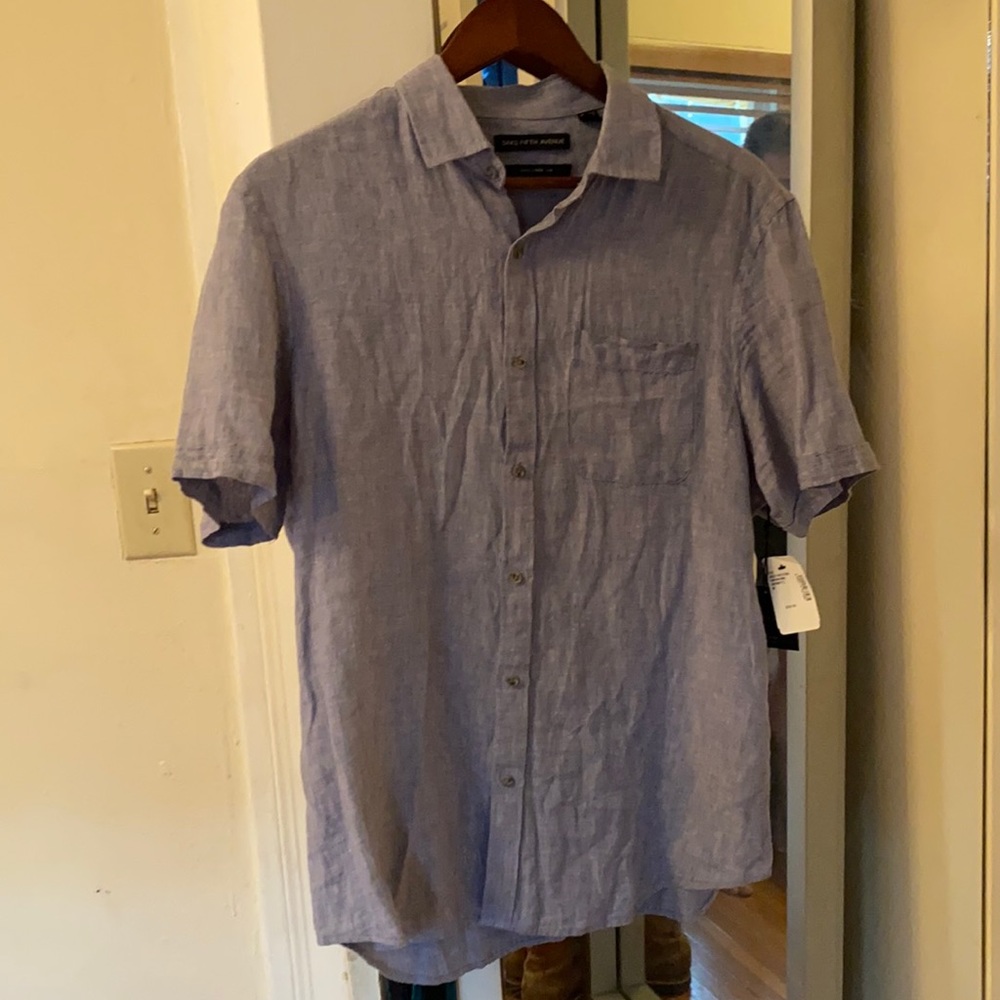Blue Chambray Button Down Linen Men’s short sleeve